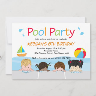 Bain Enfants Piscine Invitations Anniversaire │ Ve