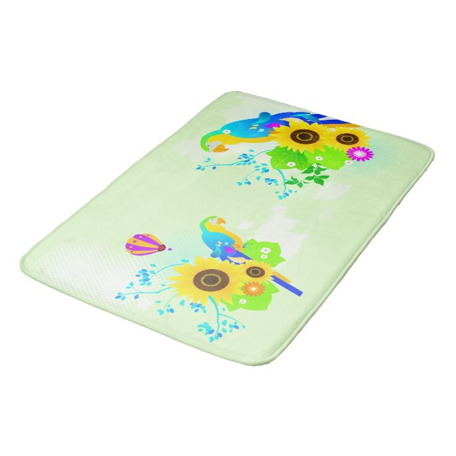 Bain Fleurs de perroquets Art Cuisine Tapis Mat Décor m (Angle)