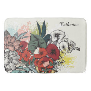 Bain Flower Illustration de nom personnalisé tapis de b