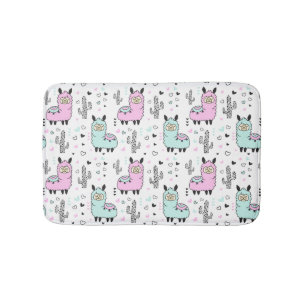 Bain Le lama rose mignon et coloré badine le tapis de