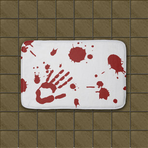 Bain Le sang sanglant de main a éclaboussé le tapis d