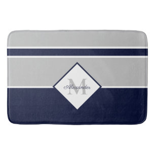 Bain Nautique moderne Marine gris Monogramme tapis de c