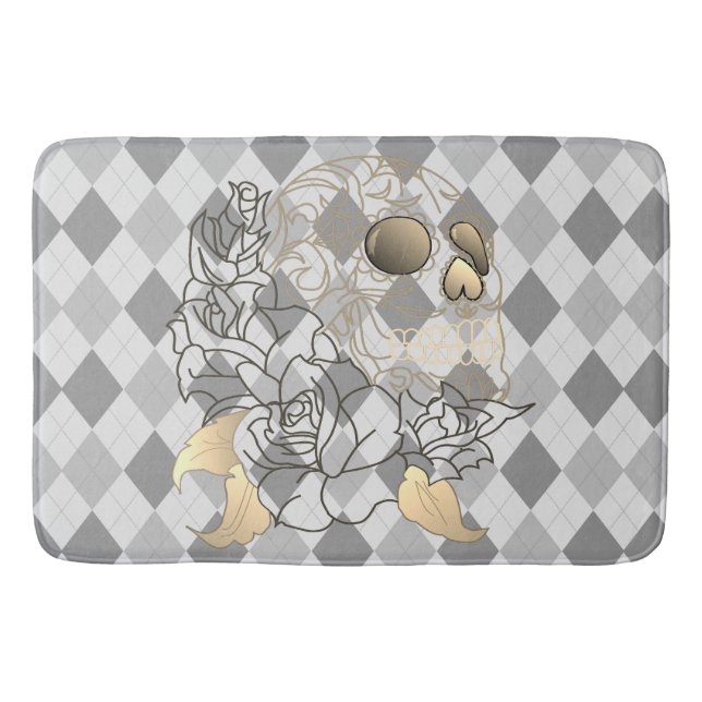 Bain Rétro tapis gris jaune à motifs de losanges de (Devant)