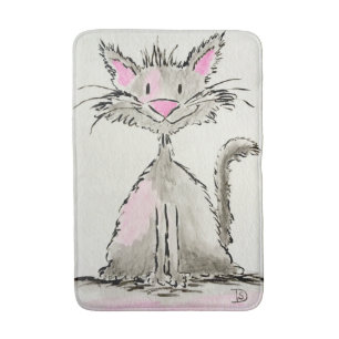 Bain Tapis de bain, Chat Kitty aquarelle