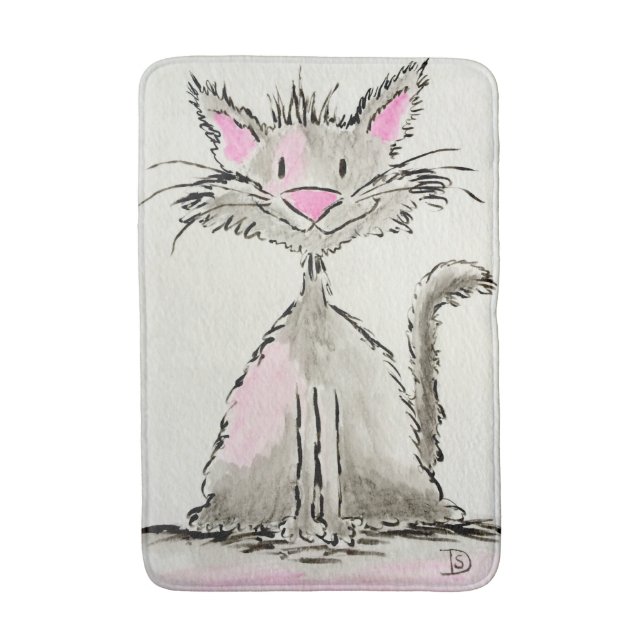 Bain Tapis de bain, Chat Kitty aquarelle (Devant (Vertical))