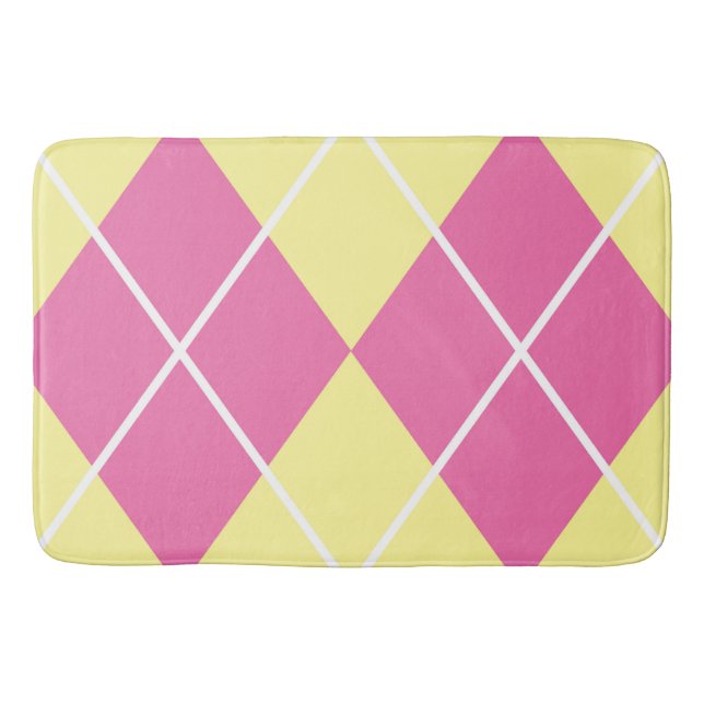 Bain Tapis de bain/Motif diamant jaune et rose (Devant)