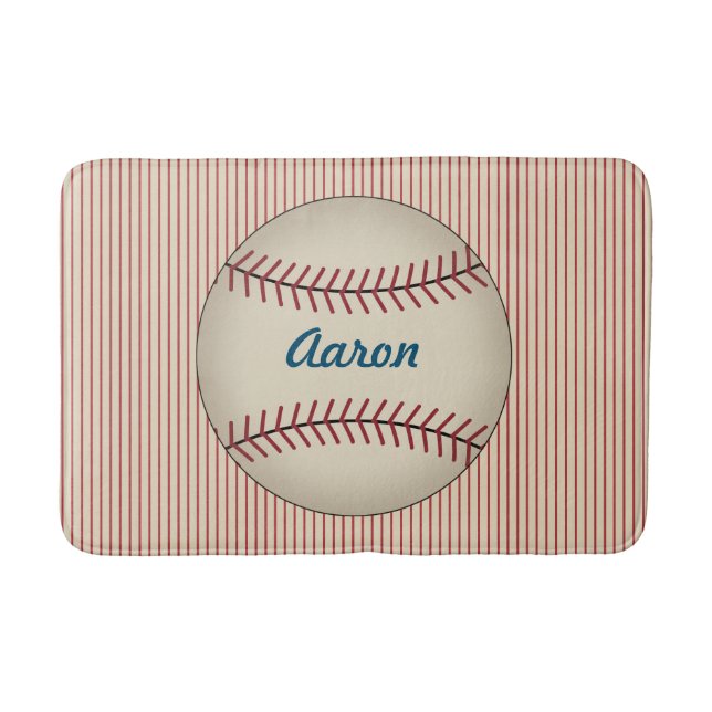 Bain Tapis de baseball Vintage Personnalisé Rouge (Devant)