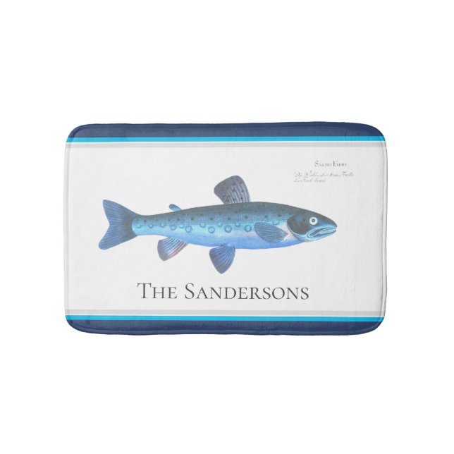 Bain Tapis de sol bleu personnalisé Poisson Moderne Côt (Devant)