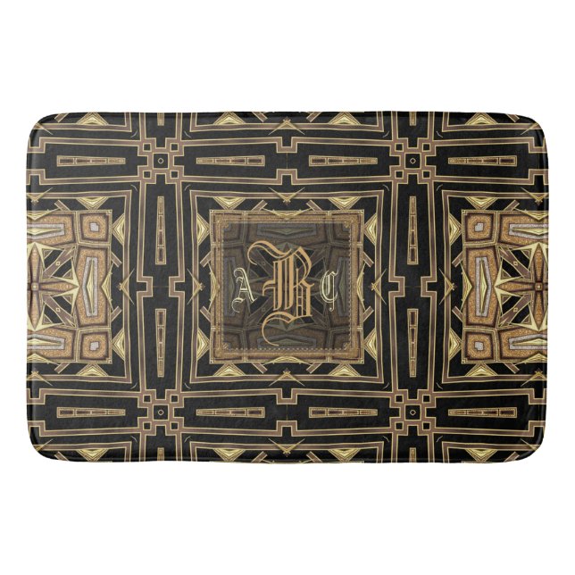 Bain Tapis géométrique de monogramme de motif d'ArtDeco (Devant)