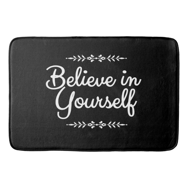 Bain Tapis noir noir et blanc de citation inspirée (Devant)