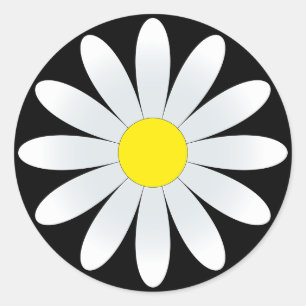 Baise blanche sur Sticker rond classique noir