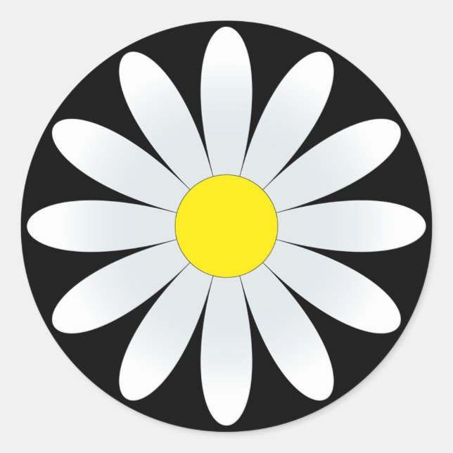Baise blanche sur Sticker rond classique noir (Devant)