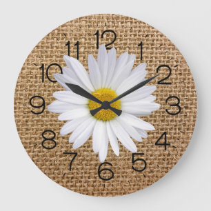 Baise sur Burlap Grande horloge