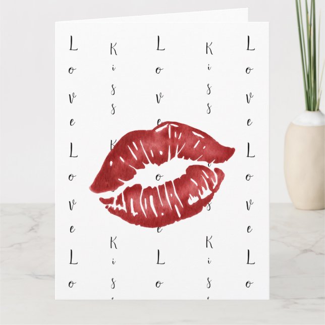 Baiser au rouge à lèvres sur carte postale (Devant)