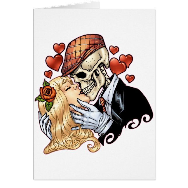 Baiser de crâne avec des coeurs et des roses par (Devant)