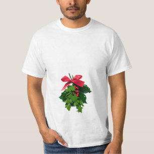 Baiser de gui au-dessous du T-shirt de Noël de