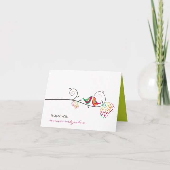 Baiser Mariage Merci Carte photo d'été oiseaux (Devant)