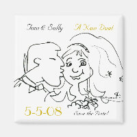 Baiser mignon Enregistrer la date Mariage Magnets
