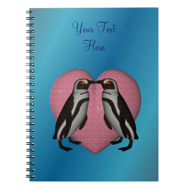 Baiser Penguins Coeur rose Carnet personnalisé (Devant)