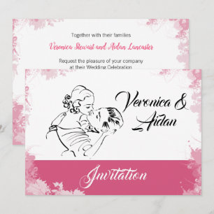 Baiser Vintage Faire-part de mariage en couple