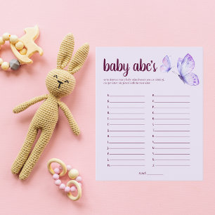Baisers à papillon Baby shower ABC Jeu Pourpre