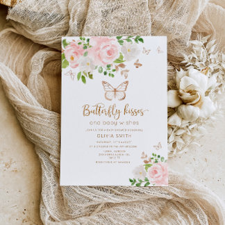 Baisers à papillon baby shower invitation
