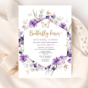 Baisers à papillon baby shower invitation