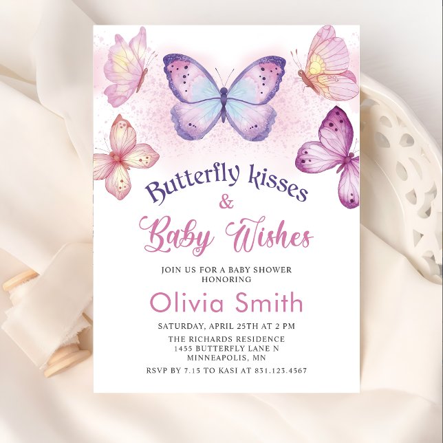Baisers à papillon Baby shower Invitation (Créateur téléchargé)