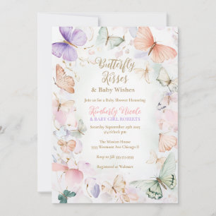Baisers à papillon baby shower invitation papillon