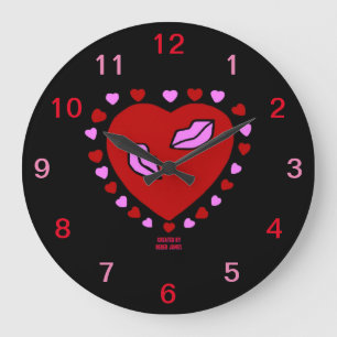 Baisers Coeur Baisers Acrylique Horloge Mur