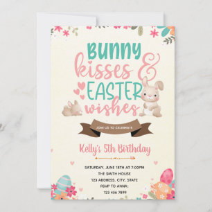 Baisers de Bunny et invitation de voeux de Pâques