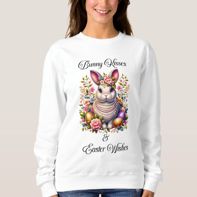 Baisers de Bunny et voeux de Pâques aux Sweatshirt (Devant)