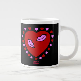 Baisers de coeur joyeux Jumbo Mug