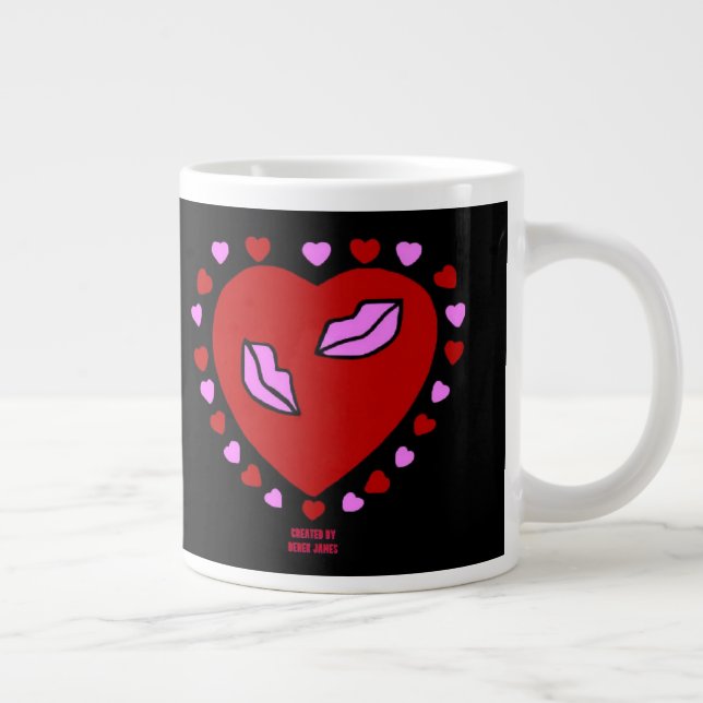 Baisers de coeur joyeux Jumbo Mug (Droite)
