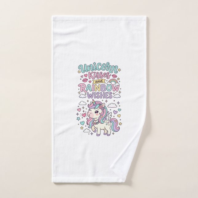 Baisers de licorne et souhaits d'arc-en-ciel Raisi (Serviette à main)