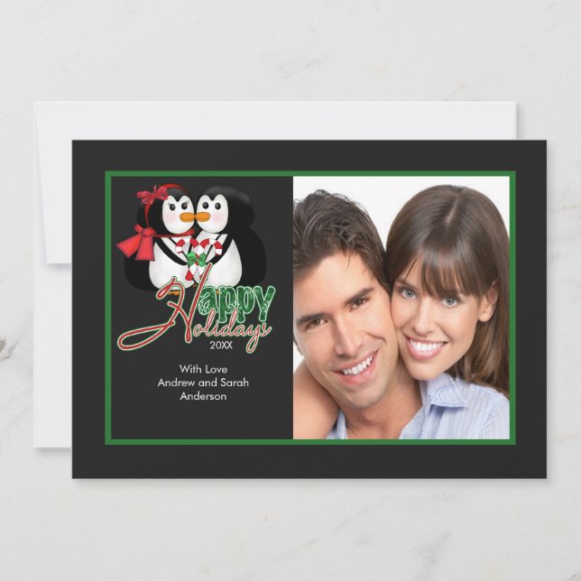 Baisers du carte photo plat de pingouin bonnes (Devant)