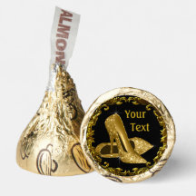 Baisers Hershey noir or chaussure à talon haut