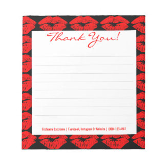 Baisers rouges en noir - Bloc-notes Merci personna