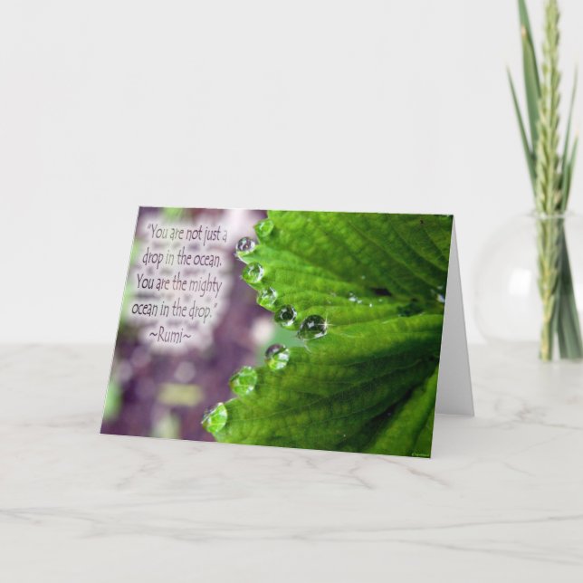 "Baisse carte de voeux de Rumi dans océan" (Devant)