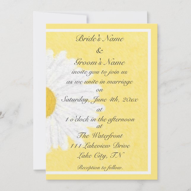 Baisson blanc sur Faire-part de mariage jaune (Devant)