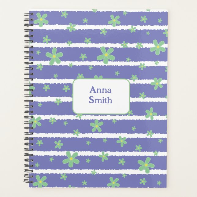 Baisson vert sur bleu clair_ motif floral Script (Devant)