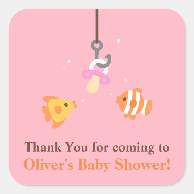 Bait Baby shower de pêche Stickers Merci rose (Devant)