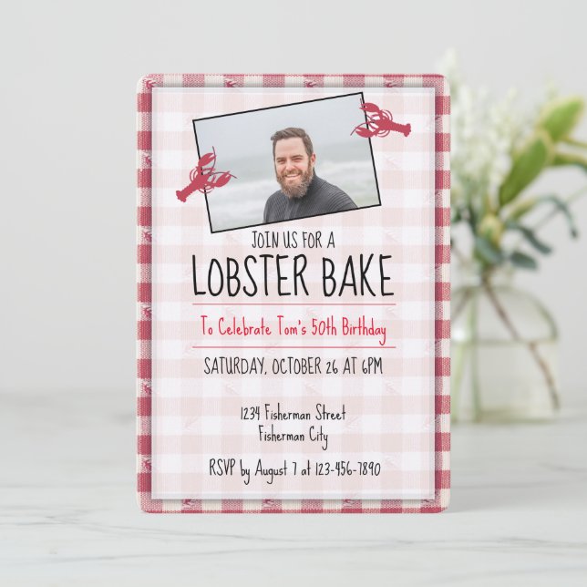 Bake de homard Rouge & blanc Invitation d'annivers (Debout devant)