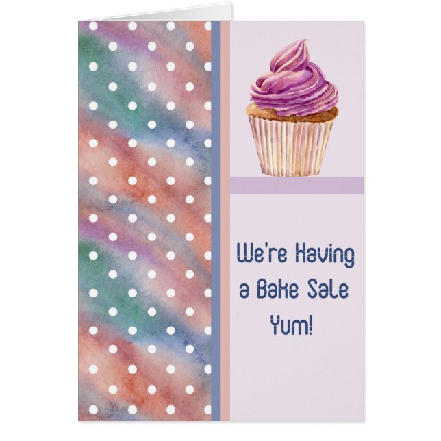 Bake Sale Announcement Card with Cupcake (Devant)