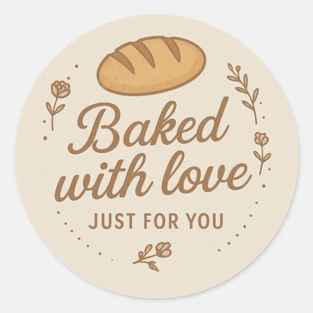 Baked With Love Sticker Label (Devant)