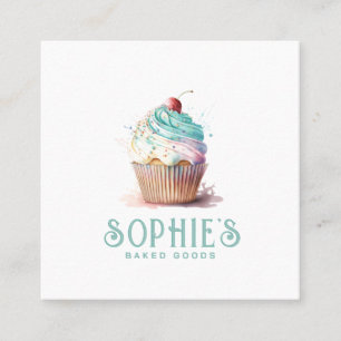 Baker Bakery Cupcake Logo Carré Carte de visite