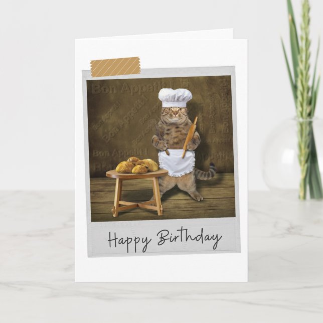 Baker Cat Funny Carte d'anniversaire (Devant)