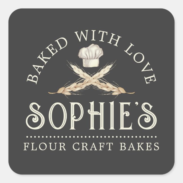 Baker Logo Boulangerie Pâtisserie Chef Étiquette d (Devant)