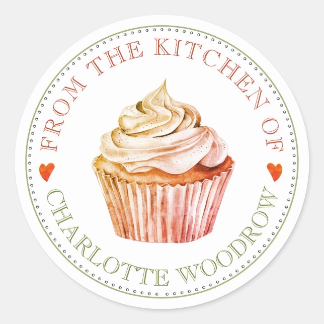 Baker Pastry Chef Cupcake Food Label Sticker (Devant)