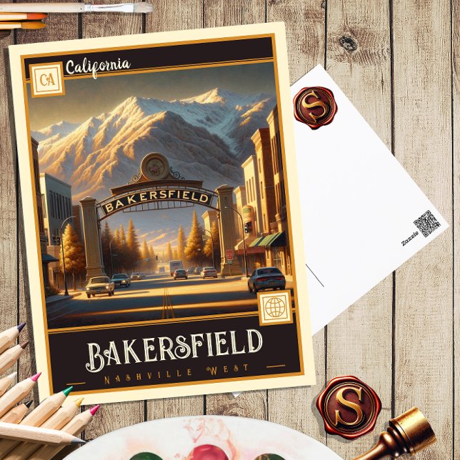 Bakersfield, Californie | Carte postale Vintage (Créateur téléchargé)